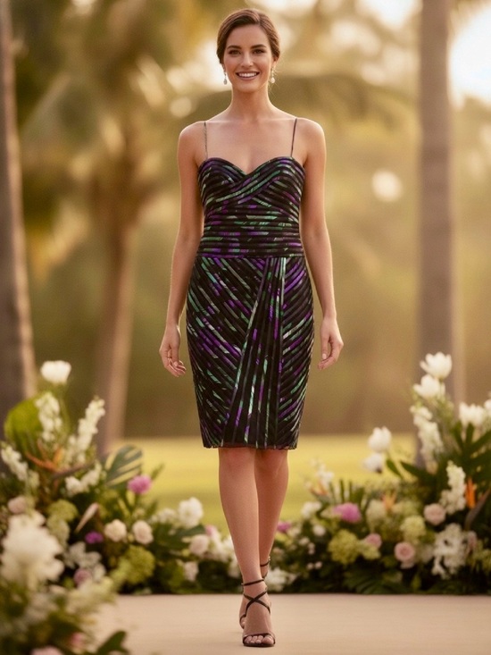 Cache Dresses & Skirts - Vintage Cach’e multicolor sweetheart spaghetti-strap mini dress.